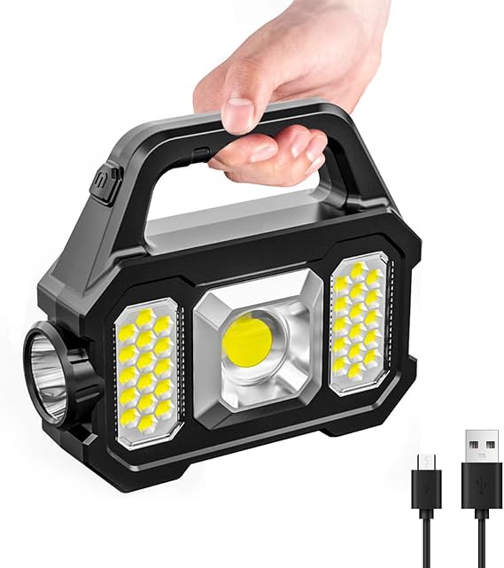 ソーラーハンドヘルド懐中電灯 Usbケーブル付き 6モード 充電式 多機能ライト 超高輝度 Ledサーチライト