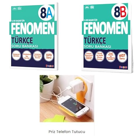 Fenomen Yayınları 8.sınıf Türkçe A ve B serisi soru bankası seti (priz telefon tutucu hediye)