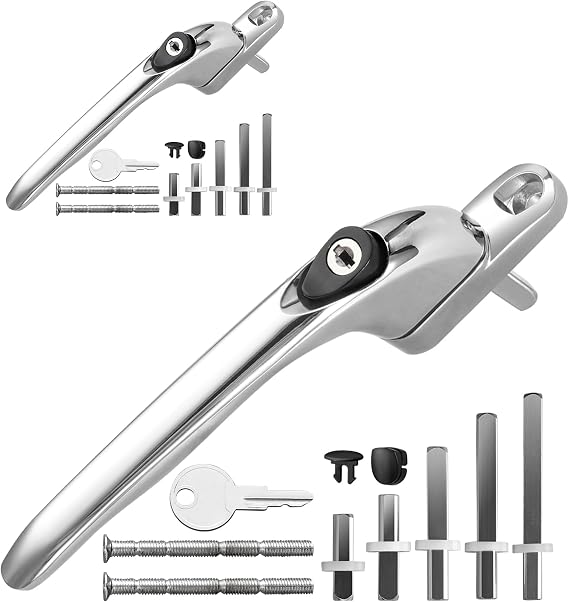 eSynic 2 Pack Lockable & Universial Chrome Window Handles with Keys