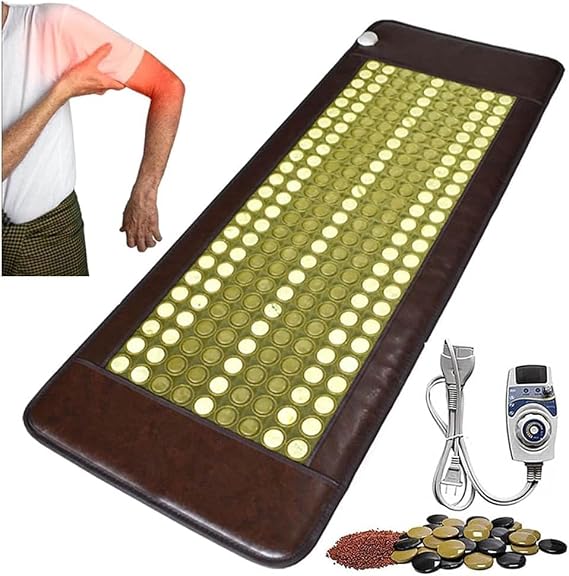 Infrared Heating Pad,Professional Full Body Massage Mat with Heat,Natural Jade And Tourmaline Stones,Electric Heat Pad for Office,Home,Travel,Appointment Time,60 * 180cm