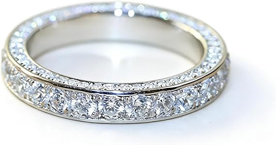 925スターリングシルバー キュービックジルコニア フルエタニティ スタッカブル ホワイト クリア Cz エタニティリング 記念日 結婚 婚約指輪 サイズ6-10