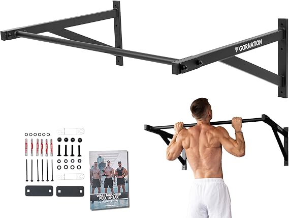 GORNATION Wall Mounted Pull Up Bar, Hanging Bar for Home Calisthenics & Strength, Heavy-Duty Pull Up Bars for Gym Equipment & Fitness Training, Indoor/Outdoor