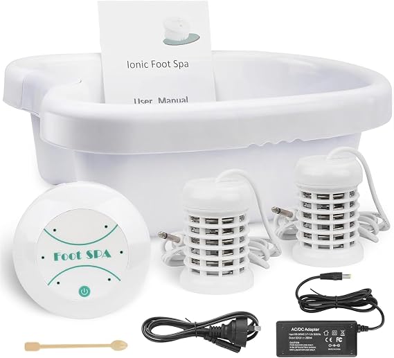 Ionic Detox Foot Bath Spa Machine Big Footbath Bucket Detox Massage with Basin, Electric Foot Massage Ionic Tool Footbath Cleanse Spa Detox Machine,White