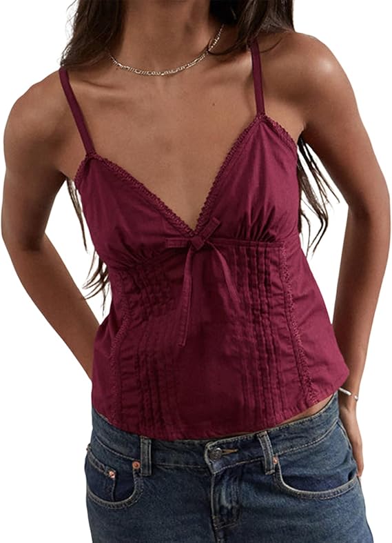 Geagodelia Women's Spaghetti Vest Top Summer Sexy Cami Tank Top Ladies Camisole Crop Top Y2K Aesthetic Clothes Going Out Tops Outfit UK