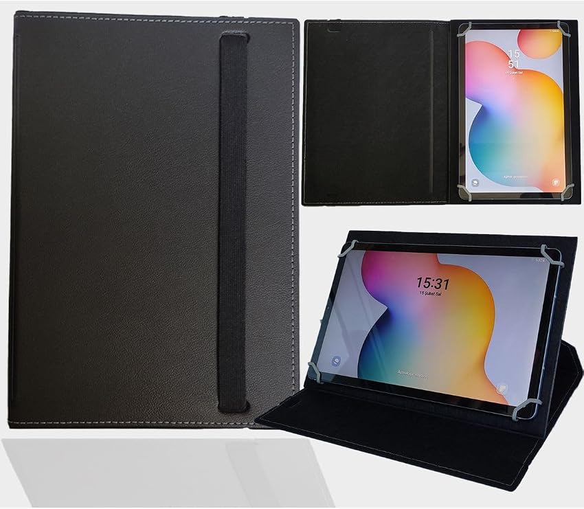 Tablet Standlı Üniversal Kapaklı Tablet Kılıfı Siyah Huawei Matepad Se 11" ile uyumlu