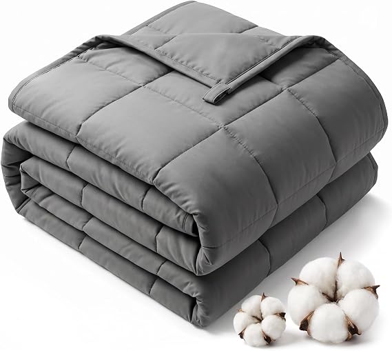 Smart Queen Weighted Blanket for Adults 60" x 80", 15lb, Gray Twin Size Soft Cooling Heavy Blanket for Sleeping Breathable with Glass Beads Perfect for 150-160lbs, All Seasons Machine Washable