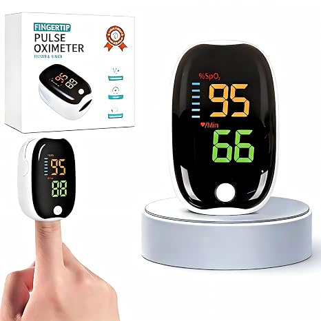 Pulse Oximeter Fingertip, Blood Oxygen Monitor Finger with 8-Second Fast Reading, Oxygen Saturation Monitor with Gravity Sensor 4-Direction Display, OLED Screen Heart Rate Spo2 Monitor for Home Use