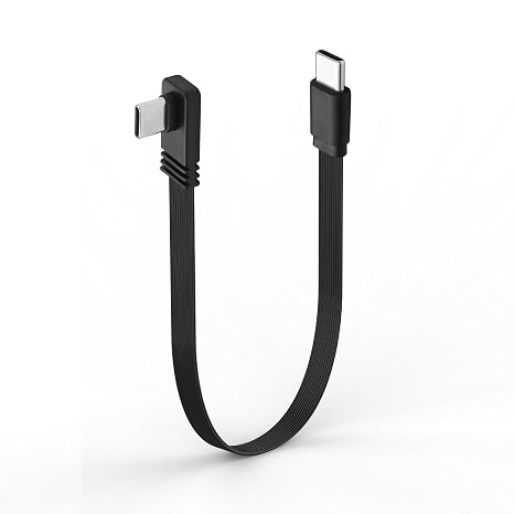 Right Angled Short USB C Flat Cable PD 100W Fast Charging 90 Degree USB C to USB C Charging Cord Ultra-thinType C Male to Male Short Cable for Phone 16/15,Tablets,Cars,and More 7.87in