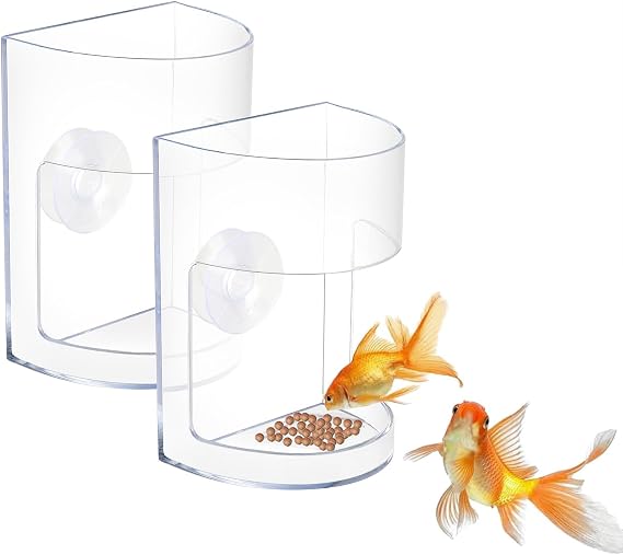 2PCS Fish Tank Feeding Tray Set with Suction Cups - Feeding Tube Supplies, Tank Divider, and Breeder Box for Round Aquariums & Fish Bowls - Essential Aquarium Accessories.