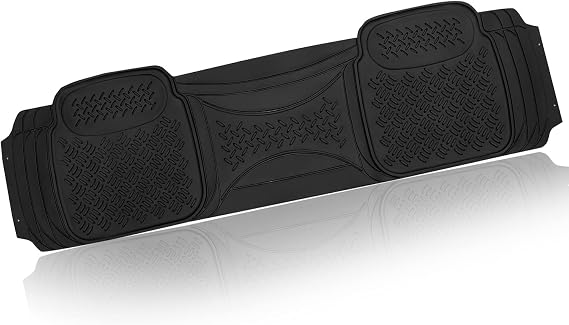 ZONETECH Heavy Duty Solid Black Rubber Floor Mat - Premium Quality Automotive Rear Universal 1 Piece Runner Mat- All Weather Protection-Perfect for Car, Truck and SUV