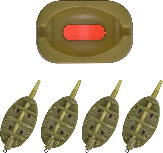 Inline Method Feeder Set Carp Fishing Tackle 4 Inline Method Feeders with 1 Rubber Mould Carp Fishing Accessories