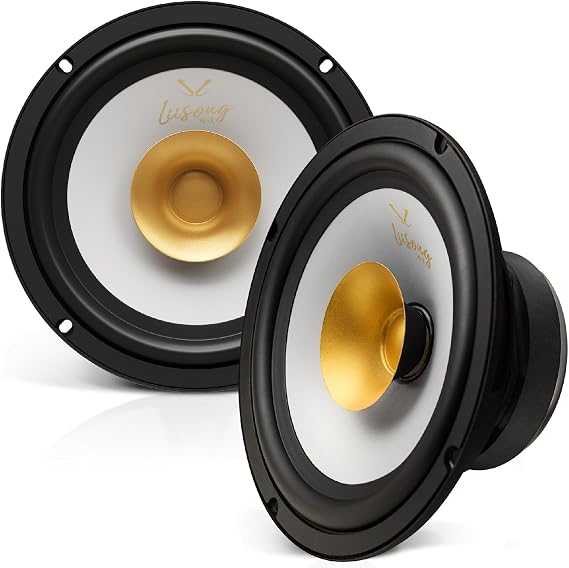 6.5インチ カースピーカー フルレンジ、Hi-Fiオーディオ、最大4オーム180W、プラグアンドプレイ、車両ドアスピーカーのユニバーサル交換用、配線&取り付け金具付属 - グレー ペア
