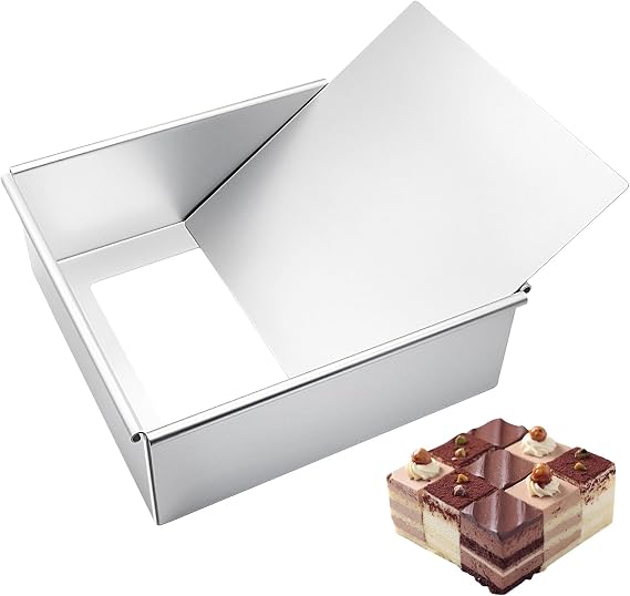 Square Baking Tin, Cake Tin Square with Removable Base and Anodised Aluminium Non-Stick Coating, Square Casserole Dish, Deep Baking Tray 8 Inches, Silver