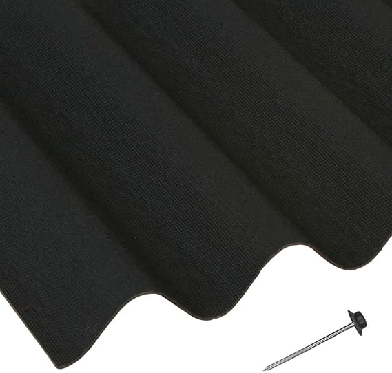 Black Corrugated Roofing Sheets - Shed Roofing Sheets 950mm x 2m x 5 Pack with 100 Fixing Nails