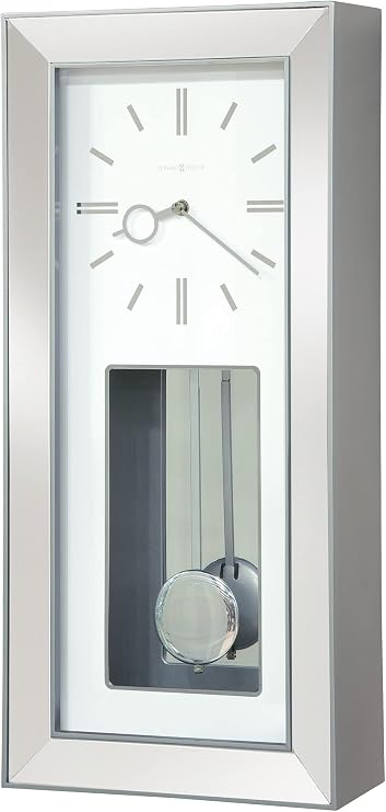 Howard Miller Chaz Wall Clock 625-614 – Satin Silver Quartz & Single Chime Movement