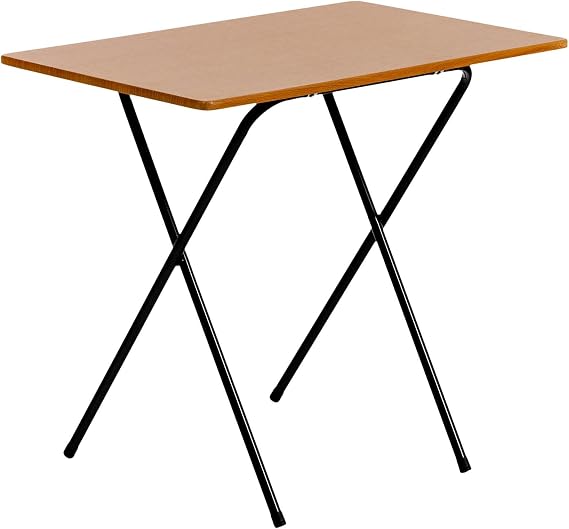 Harbour Housewares 80cm Wooden Folding Computer Desk - Black Frame, Wood Effect Top - Laptop Notebook Table PC for Writing Study Office Bedroom & Gaming