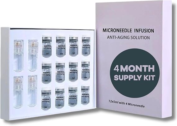 Microneedling Serum, Micro Infusion System For Face, Micro Infusion Serum for Home Skincare with 0.05mm Stamp, Collagen & Hyaluronic Acid – At-Home Kit for Smooth, Radiant Skin (4 Months Supply)