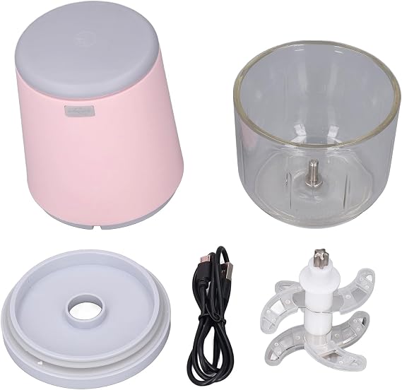 300ML Mini Food Processor Cordless Easily Chop Baby Food Maker Small Electric Food Chopper for Vegetables Fruits Meat Garlic (Pink)