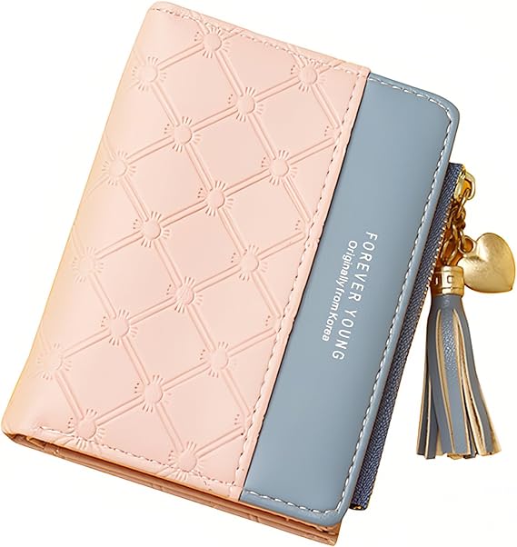 SSKHE PU Small Purses for Women Leather Wallet, Card Holder Women,Bifold Card Holder Small Purse with Zipper Coin Pocket Bill,Cion,Card