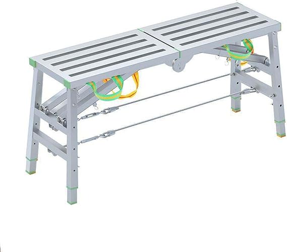 Portable Folding Scaffold, Adjustable Working Platform, 400kg Capacity, 5-Gear, Anti-Slip Rubber Feet, Ideal for Home Engineering, 140x40cm