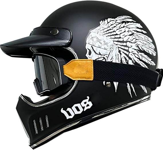 Classic Retro Motorcycle Helmet Vintage Motorbike Full Face Helmet Low Profile DOT/ECE Approved Unisex Adult Full Face Motorcycle Helmet,Lightweight Design