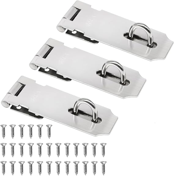 3 Pack Door Latch Lock, 4 Inch Stainless Steel Door Latches for Top of Door, Extra Thick Shed Lock with 30PCS Screws DD030-4