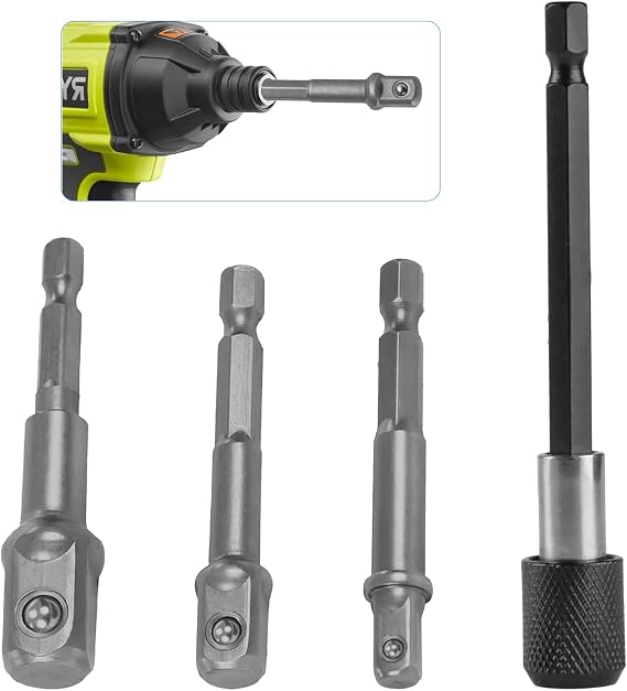 3 Piece Impact Grade Socket Adapter Set,3.9" Extension Bit with Holder