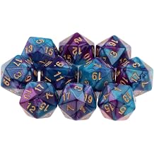 多面体ダイス10個セット D20ダイス 20mm アクリル 20面 ゲームサイコロ ダンジョンズアンドドラゴンズ RPG MTG DND ダイステーブルゲーム用 パープルブルー