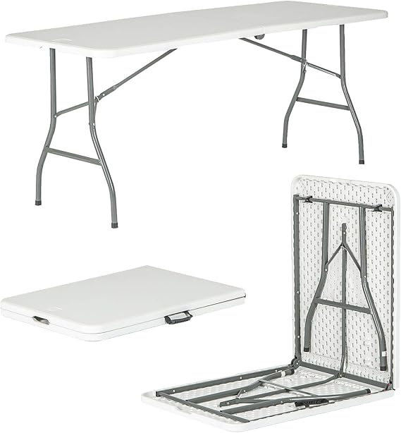 Harbour Housewares Rectangle Portable Folding Trestle Table 180cm - White