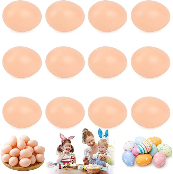 Plastic Eggs, 12PCS Paintable Easter Eggs, 5.2×3.7cm