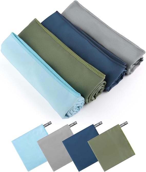 LWMTT 4 Piece Microfibre Towel 80 x 40 cm Gym Towel Quick Drying Sports Towels Microfibre for Holidays, Fitness, Yoga, Sauna, Beach 4 Colours