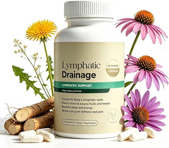 Lymphatic Drainage Capsules, Lymphatic Drainages Supplements, L-Ymphatic Drainage Support Supplement, with A 14-in-1 Herbal Complex | 60 Vegetarian Capsules - Vegan Friendly
