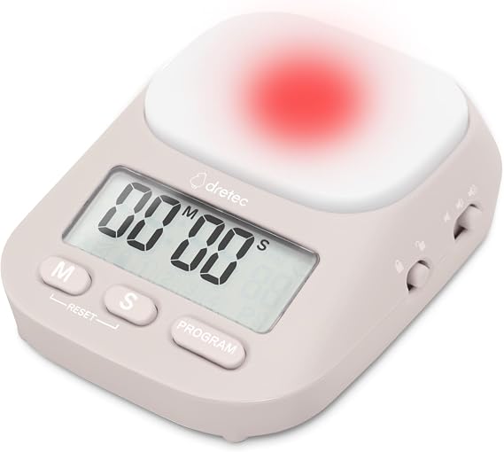 dretec Learning Timer "My Routine" Study Countdown Silencing Volume Switching Function Maximum 199 Minutes, 55 Seconds Repeat Interval Study Clock Function Loop Light Beige