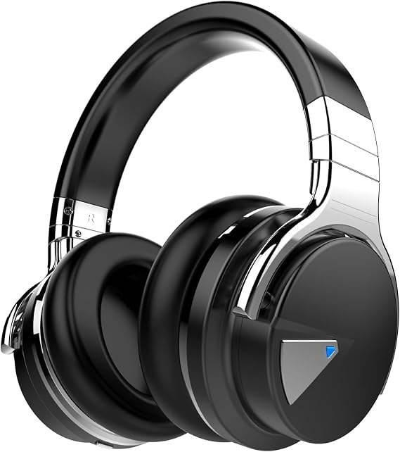 GarageRock E7 Active Noise Cancelling Headphones Bluetooth and Wireless Headphones Over Ear with Microphone Deep Bass, Comfortable Protein Earpads, 30 Hours Playtime for Travel/Work, Black
