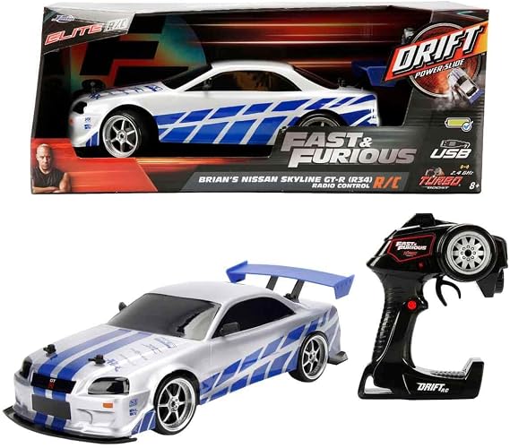 1:10 Fast & Furious Brian’s Nissan Skyline GT-R (R34) USB Şarjlı Uzaktan Kumandalı Drift Araba