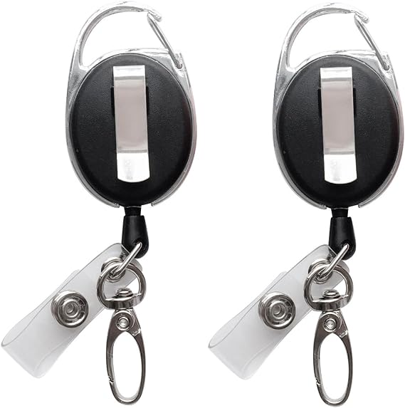 Retractable Badge Reel with Claw Clasp and Clip for Id Card Holders (2Pack)