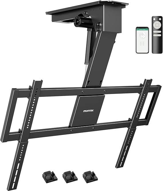 monTEK 電動天井テレビマウント 32~75インチのテレビ用 耐荷重120ポンド