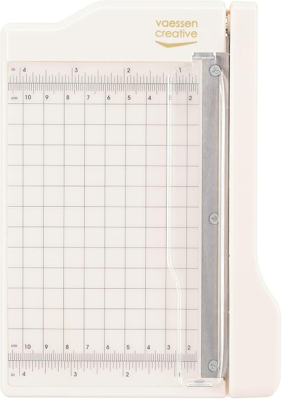 Mini Guillotine Paper Cutter, 4 x 6 inches, White/Pink