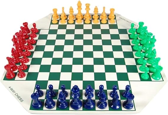Four Player Chess Set Unique Combination Chess Game Travel Family Chess Game With Foldable Chessboard & Chess Piece