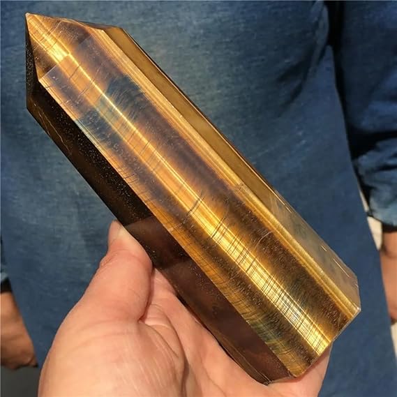 AtkitS Natural Tiger Eye Obelisk Quartz Crystal Point Wand Meditation (Size : 1500-1600g)