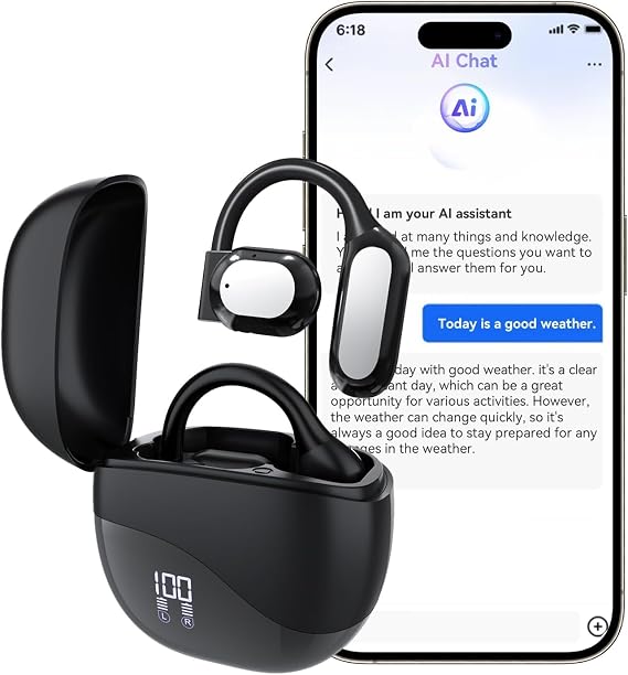 ANSTEN ai translator earbuds,translation earbuds real time, LED Display 40 Hours Playback 134 languages ​​translation,Open Ear Bluetooth Headphones