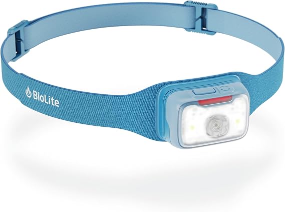 Biolite Headlamp Range 500 Blue USB C Rapid 8min Recharge 1hr Light IP68 [Energy Class A]