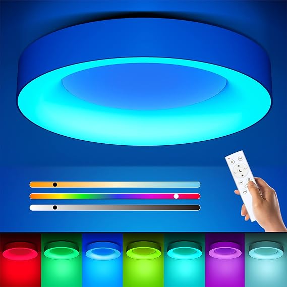 Matane 24W RGB LED Ceiling Light Dimmable with Remote Control Bedroom White [Energy Class F]