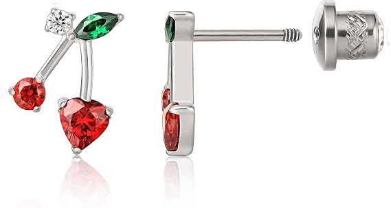 Limerencia 20G Hypoallergenic Flat Back Titanium Earrings,Cubic Zirconia Screw Back Stud Earrings for Women Cartilage