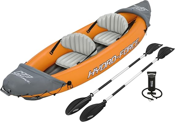 Hydro-Force Rapid Kayak 2 Person Inflatable Kayak Set with Seats, Backrest, Paddles, Hand Pump and Carry Bag