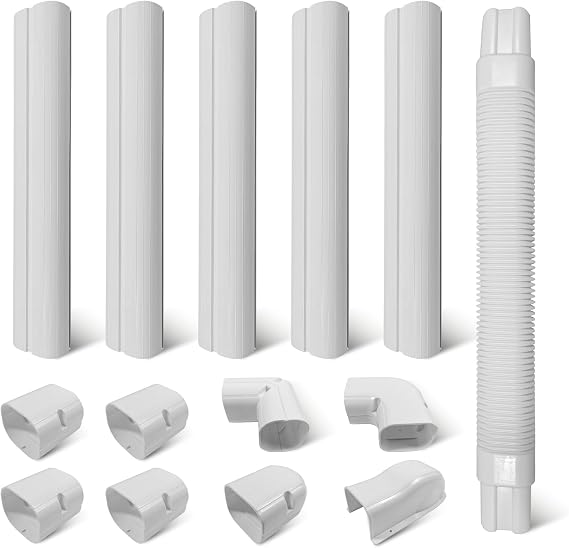 ミニスプリット用装飾ラインカバーキット、厚さ10フィート 3インチ Pvcダクト/高張力absエルボユニバーサル。ミニスプリットシステムエアコン/セントラルac/ヒートポンプシステムに簡単に取り付け。