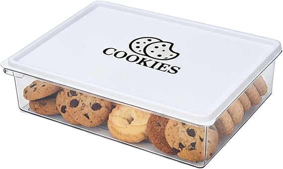 Biscuit Container with Lid, 3Litre Airtight Biscuit Tin for Fresh Storage, Clear Cookie Jar and Biscuit Jar Organizer, Air Tight Food Storage Container for Kitchen Countertop and Pantry