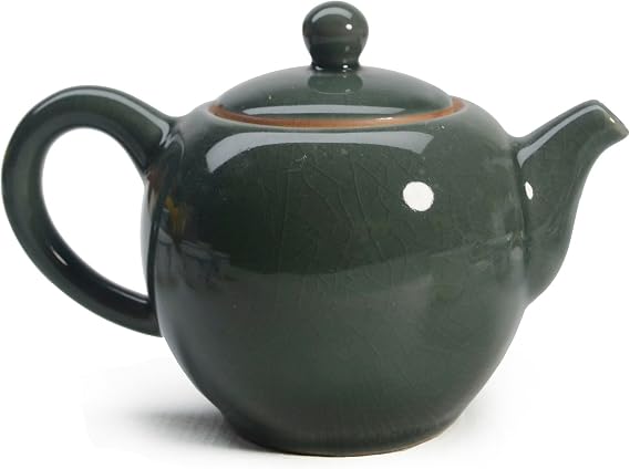 Porcelain Teapot, 9oz Tea Pot Small Teapots Chinese Tradition Ice Crack Glaze Ceramic Tea kettle (Green)