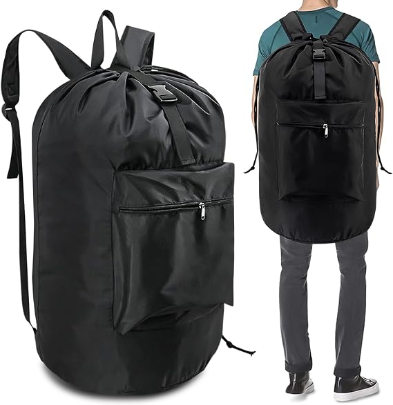 Nizirioo 90L Oxford Fabric Laundry Bag, Waterproof, Foldable, Black