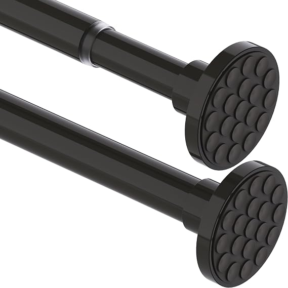 Curtain Pole 250 cm Long Curtain Rod Extra Length Shower Rail No Drilling Clothes Rail Extendable for Bathroom, Bedroom Black (85-265CM Φ32 mm)